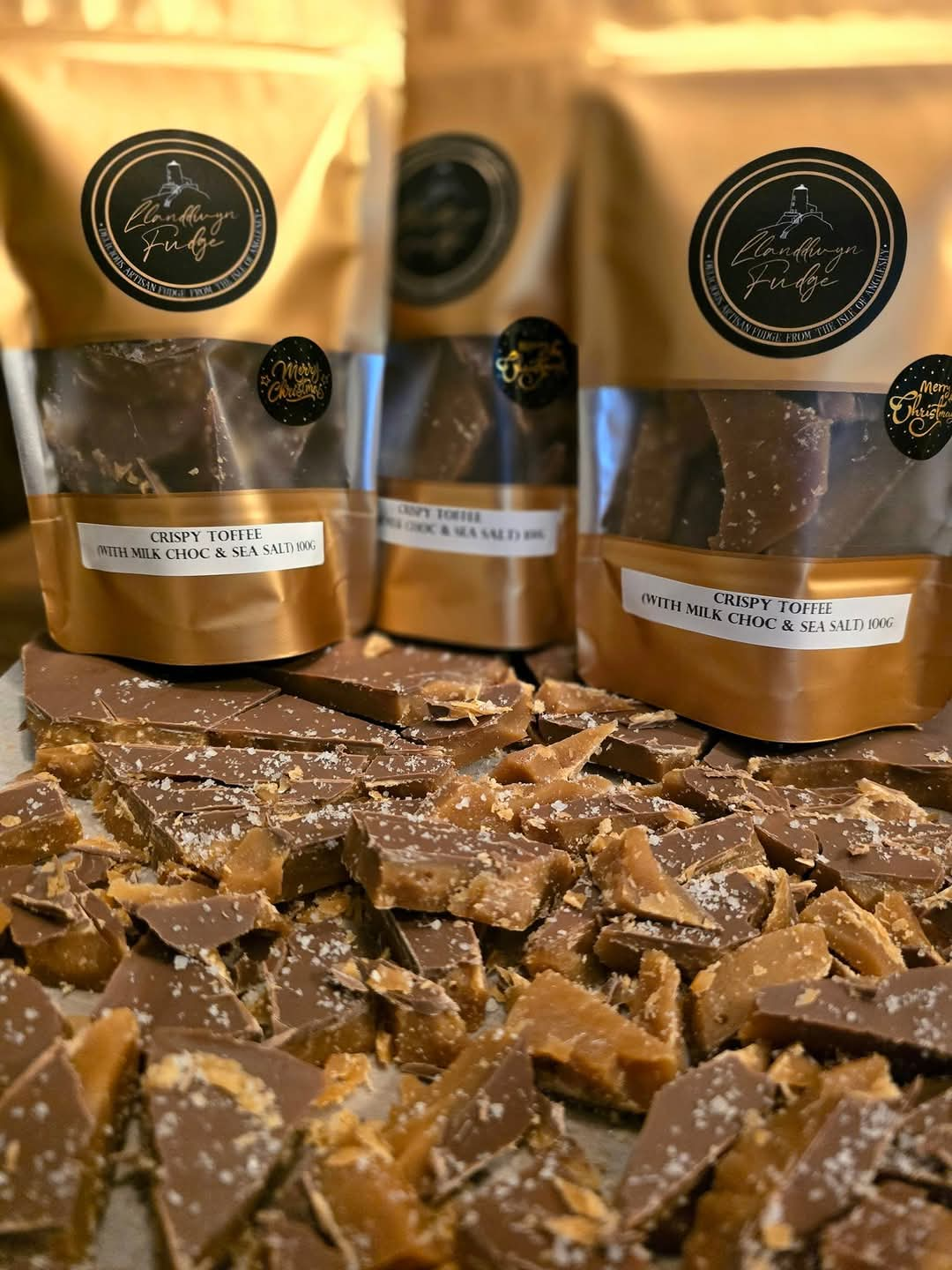 Crispy Toffee with milk choc & sea salt (3 pack)